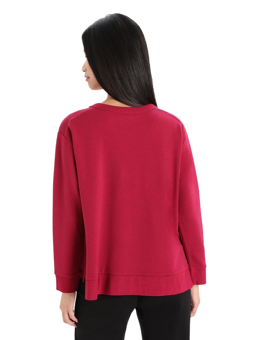 Cherry Women's Icebreaker RealFleece™ Merino Dalston Long Sleeve Sweatshirts | USA 1613GSOL